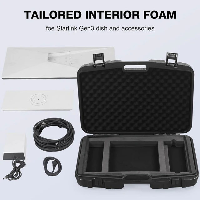 Alt view image 5 of 7 - Case for Starlink Gen3, for Starlink Case, Solid Outer Shell and Precision-Cut Foam Lining, Perfect Protection for Starlink Kit, Suitable for Outdoor Activities and Travel