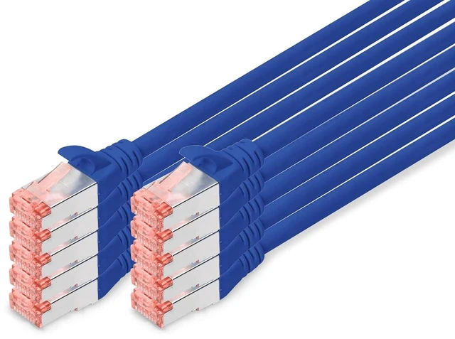 Main image of DIGITUS CAT 6 S-FTP Patch Cord, Cu, LSZH AWG 27/7, Length 0.25 m, 10 Pieces, Color Blue