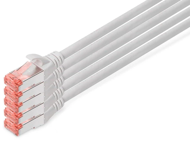 Main image of DIGITUS - 5 Pieces - CAT 6 S-FTP Patch Cable, 7m, Network LAN DSL Ethernet Cable, LSZH, Copper, AWG 27/7, Set, Gray