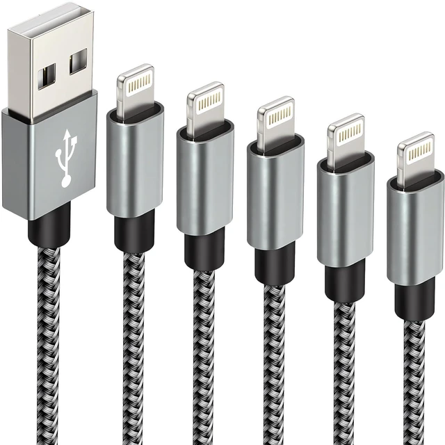 Main image of IDISON [MFi Certified iPhone Charger, 5Pack(3/3/6/6/10FT) iPhone Charging Cable Nylon Braided Fast Charging Cord Compatible for iPhones/Pad-BlackGrey