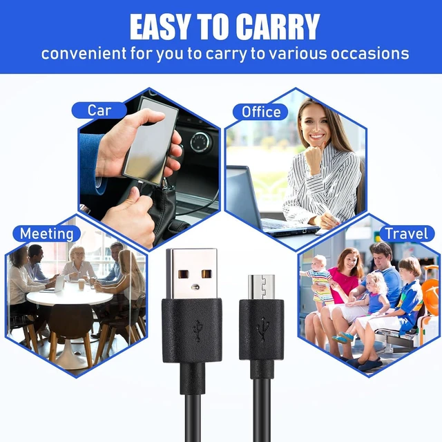 Alt view image 2 of 7 - Kanayu 50 Pcs Micro USB Cable Bulk, 3.3 Ft Fast Charging Cable 2A Black Cable Charge Cord Compatible with Samsung Galaxy S7 S6 Edge J7 S5, Note 5 4, K40 K20, Kindle, PS4, Tablet
