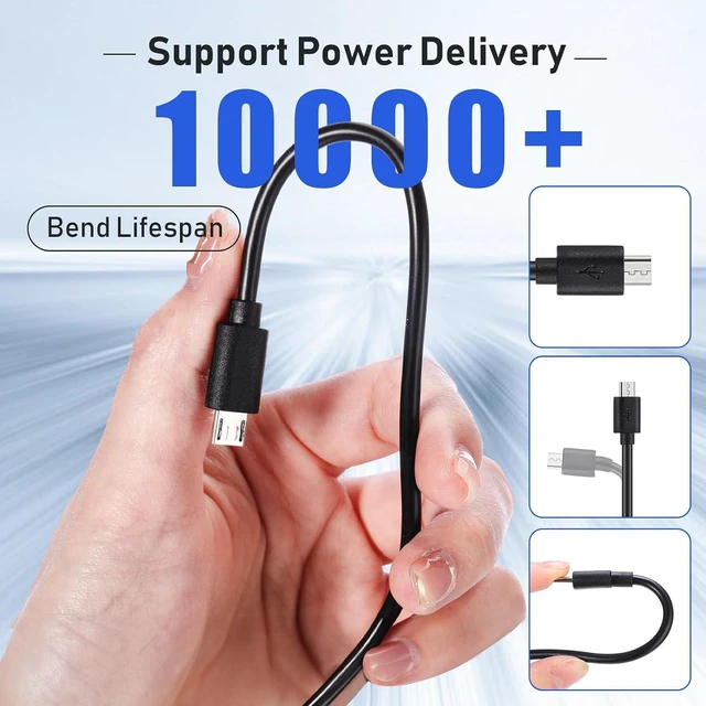 Alt view image 6 of 7 - Kanayu 50 Pcs Micro USB Cable Bulk, 3.3 Ft Fast Charging Cable 2A Black Cable Charge Cord Compatible with Samsung Galaxy S7 S6 Edge J7 S5, Note 5 4, K40 K20, Kindle, PS4, Tablet