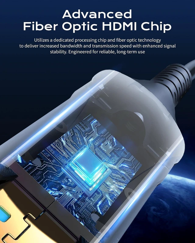 Alt view image 2 of 7 - Cratree 8K Fiber Optic HDMI Cable Long 50FT/15M - 48Gbps Ultra High Speed HDMI Cord,8K 60Hz,4K 120Hz,HDCP 2.2&2.3, HDR10, Compatible for Fire Roku HDTV Monitor Projecto