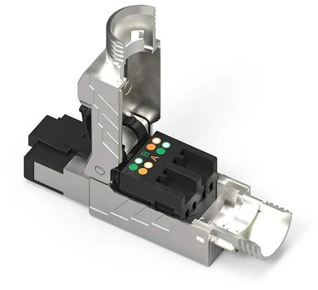 Alt view image 3 of 5 - Cat.8 RJ45 Tool Less Shielded Plug, Ethernet Cable Connector, 22AWG-26AWG, 40Gbps, 2000MHz, 2GHz, Easy Termination, Tool Free (6-Pack)