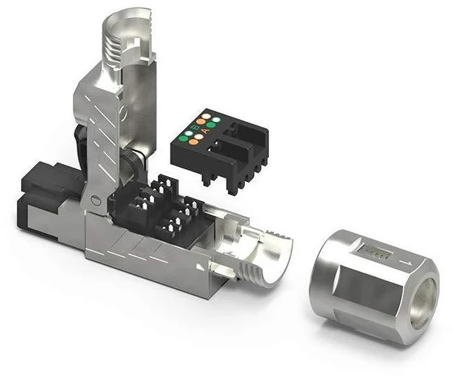 Alt view image 4 of 5 - Cat.8 RJ45 Tool Less Shielded Plug, Ethernet Cable Connector, 22AWG-26AWG, 40Gbps, 2000MHz, 2GHz, Easy Termination, Tool Free (6-Pack)