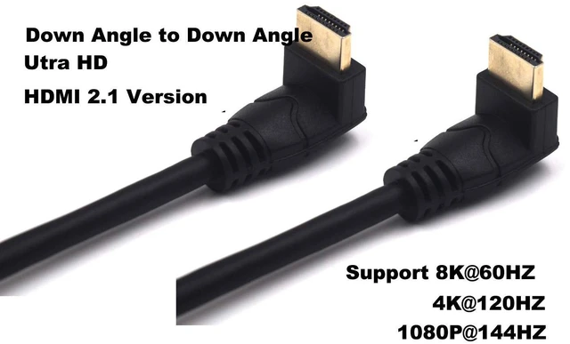 Alt view image 5 of 6 - 2 Feet Ultra HD HDMI 8K Cable, 90 Degree Down Angle HDMI Male to Down Angle HDMI Male High Speed Shield Cable for Xbox TV PS4 PS5 Switch, Support 8K@60HZ 4K@120H (Down to Down)