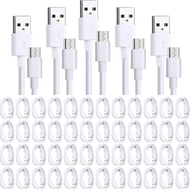 Main image of Kanayu 50 Pcs Micro USB Cable Bulk, 3.3 Ft Fast Charging Cable 2A Cable Charge Cord Compatible with Samsung Galaxy S7 S6 Edge J7 S5, Note 5 4, K40 K20, Kindle, PS4, Tablet (White)
