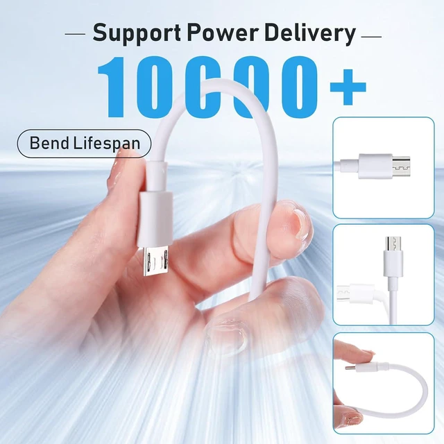 Alt view image 4 of 7 - Kanayu 50 Pcs Micro USB Cable Bulk, 3.3 Ft Fast Charging Cable 2A Cable Charge Cord Compatible with Samsung Galaxy S7 S6 Edge J7 S5, Note 5 4, K40 K20, Kindle, PS4, Tablet (White)