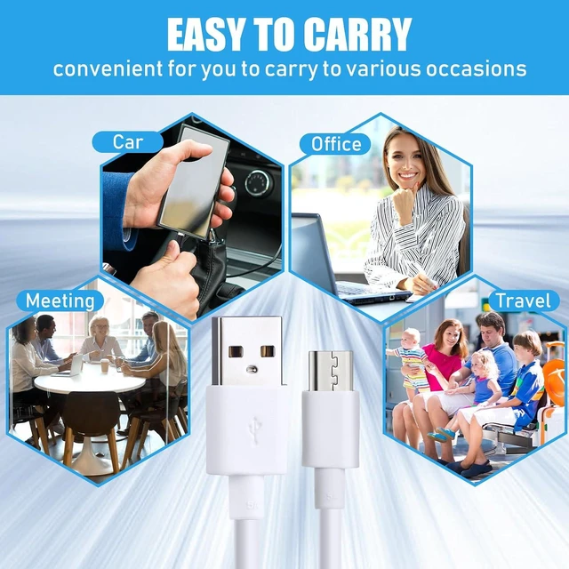 Alt view image 5 of 7 - Kanayu 50 Pcs Micro USB Cable Bulk, 3.3 Ft Fast Charging Cable 2A Cable Charge Cord Compatible with Samsung Galaxy S7 S6 Edge J7 S5, Note 5 4, K40 K20, Kindle, PS4, Tablet (White)
