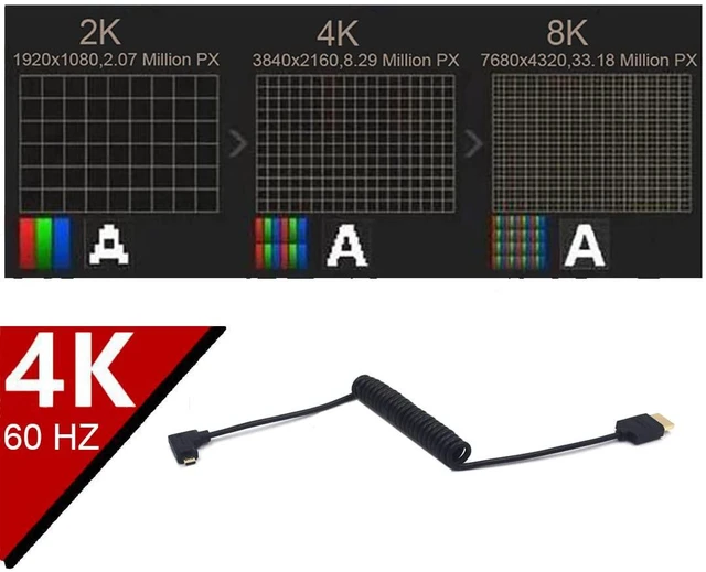 Alt view image 4 of 5 - 4ft HDMI 4K Coiled Cable, Micro HDMI Male to HDMI Male (Right Micro HDMI to HDMI)