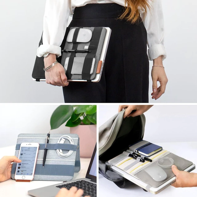 Alt view image 7 of 7 - Beblau FOLD Portable Electronic Organizer Attachable Device & Desktop Accessory | Office & Home Organizer | Fits 13"-15" Laptops & A4 Notebooks | Backpack Insert | Personal organizer