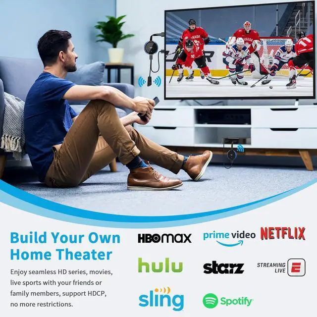 Alt view image 5 of 7 - Wireless HDMI Transmitter and Receiver 100FT, AIMIBO 5G Real Time Casting HDMI Adapter, 4K Wireless HDMI Extender Kit, Streaming Video/Audio from Laptop, Camera, Set-up Box to Monitor, Projector, HDTV
