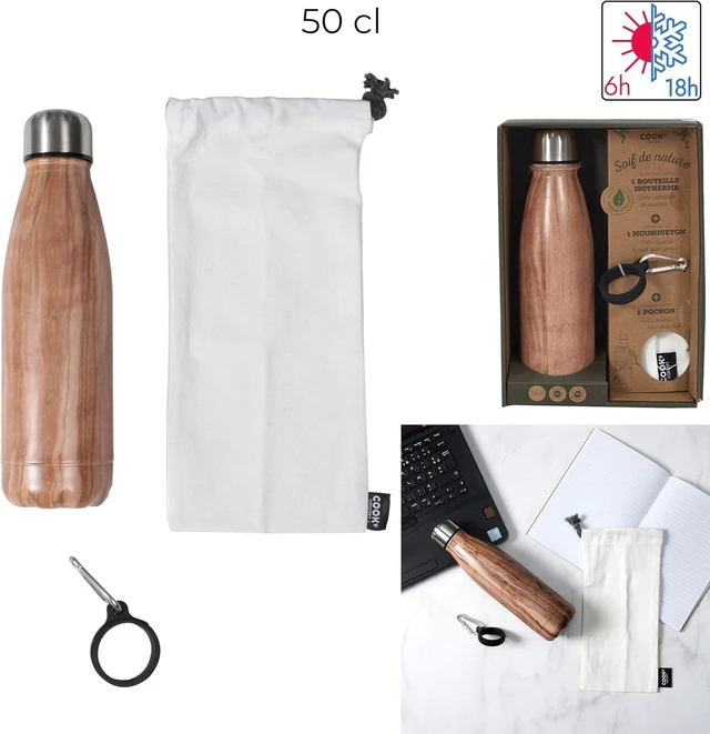 Alt view image 2 of 6 - Cook Concept Isothermal Bottle Set Stainless Steel with Floral Design