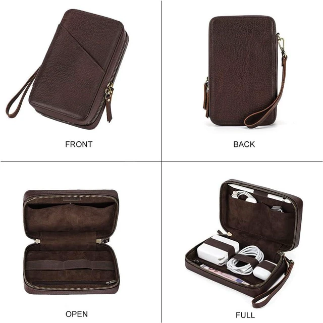 Alt view image 6 of 7 - CONTACTS Full Grain Leather Electronic Organizer Travel Tech Case Electronics Accessories Storage Box Portable Holder for for Charger, Cables, Power Bank, Mouse