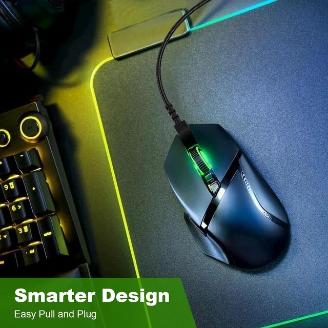 Alt view image 4 of 7 - Micro USB Mouse Charging Cable Compatible with Razer Naga Pro 20000 DPI, Viper Ultimate, DeathAdder V2 Pro,Basilisk Ultimate Mouse 5.9Ft/1.8m
