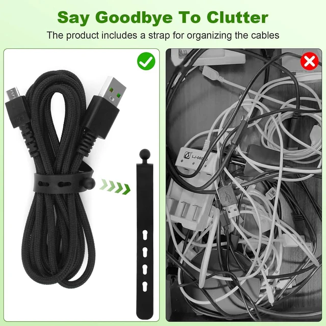 Alt view image 5 of 7 - Micro USB Mouse Charging Cable Compatible with Razer Naga Pro 20000 DPI, Viper Ultimate, DeathAdder V2 Pro,Basilisk Ultimate Mouse 5.9Ft/1.8m