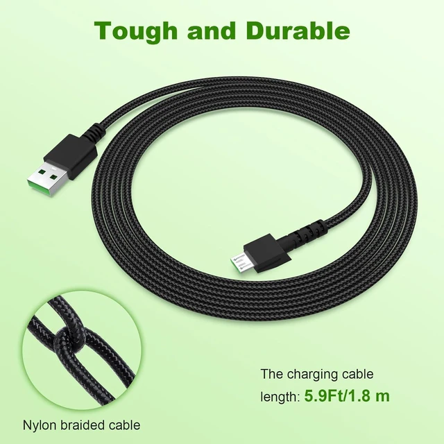 Alt view image 7 of 7 - Micro USB Mouse Charging Cable Compatible with Razer Naga Pro 20000 DPI, Viper Ultimate, DeathAdder V2 Pro,Basilisk Ultimate Mouse 5.9Ft/1.8m