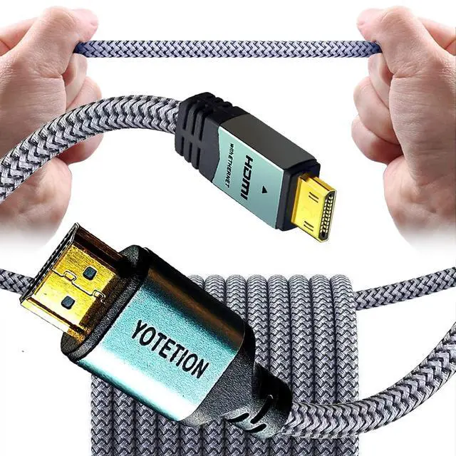 Alt view image 2 of 7 - Mini HDMI to HDMI 45FT Cable, (4K 60Hz) High Speed HDMI to Mini HDMI Male Bidirectional 2.0 Cable for HDTV, Tablet, Camera & Camcorder (Aluminum Case, Braided Mesh)