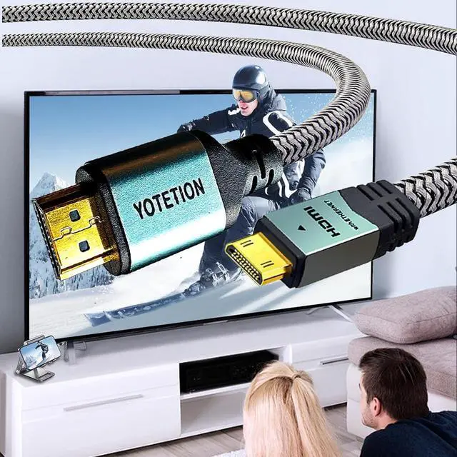Alt view image 7 of 7 - Mini HDMI to HDMI 45FT Cable, (4K 60Hz) High Speed HDMI to Mini HDMI Male Bidirectional 2.0 Cable for HDTV, Tablet, Camera & Camcorder (Aluminum Case, Braided Mesh)