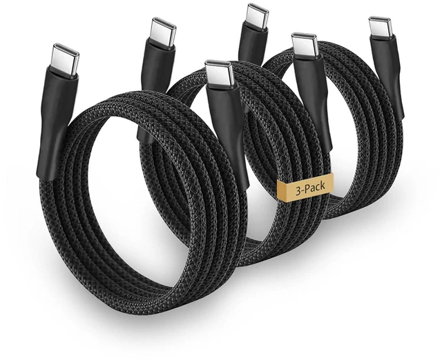 Main image of NENJI USB C to USB C 100W Fast Charging Cable/Data Cable for iPhone 16/16 Plus/16 Pro Max/15, MacBook Pro, iPad Pro, Dell XPS, Samsung Galaxy S24/S23/S22 Ultra, Switch, Pixel, 3.3FT Black 3-Pack