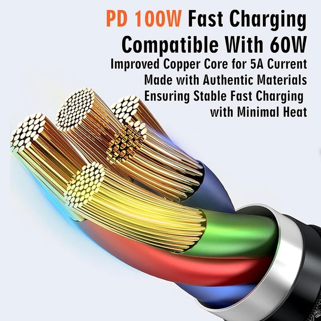 Alt view image 4 of 7 - NENJI USB C to USB C 100W Fast Charging Cable/Data Cable for iPhone 16/16 Plus/16 Pro Max/15, MacBook Pro, iPad Pro, Dell XPS, Samsung Galaxy S24/S23/S22 Ultra, Switch, Pixel, 3.3FT Black 3-Pack