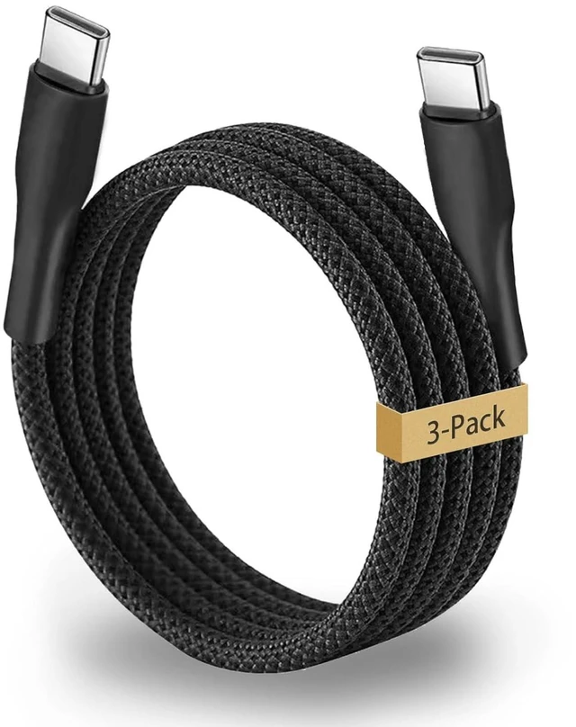 Alt view image 7 of 7 - NENJI USB C to USB C 100W Fast Charging Cable/Data Cable for iPhone 16/16 Plus/16 Pro Max/15, MacBook Pro, iPad Pro, Dell XPS, Samsung Galaxy S24/S23/S22 Ultra, Switch, Pixel, 3.3FT Black 3-Pack