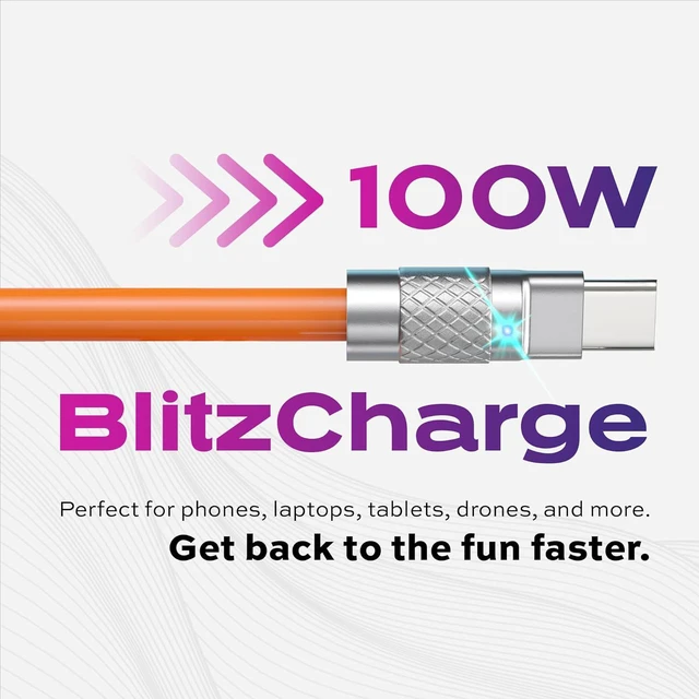 Alt view image 2 of 7 - Statik TsumoCharge 3 Pack USB C Cable to i-Product 27W Fast Charging Cable - Heavy-Duty Unbreakable Silicone, Supports Data Transfer Type C Cable, Cord Wrap Organizer Included, 6FT/2M, Orange 3 Pack