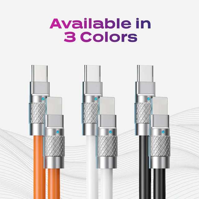 Alt view image 7 of 7 - Statik TsumoCharge 3 Pack USB C Cable to i-Product 27W Fast Charging Cable - Heavy-Duty Unbreakable Silicone, Supports Data Transfer Type C Cable, Cord Wrap Organizer Included, 6FT/2M, Orange 3 Pack