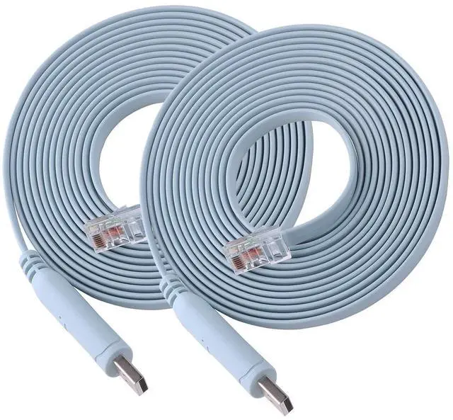 Main image of 2 Pack 12FT Network Equipment Console Cable for Cisco/Juniper/NETGEAR/Ubiquity/LINKSYS/TP-Link Routers, Switches and Firewall Equipment,USB to RJ45 RS232 Console Cable