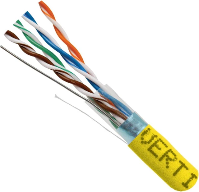 Alt view image 2 of 4 - Cat5e, 350 MHz, Shielded, 24AWG, Solid Bare Copper, 1000ft, Yellow, Bulk Ethernet Cable