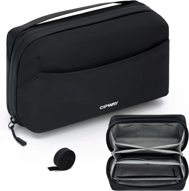 Main image of Premium Tech Pouch for Travel Organization, Electronic Tech Organizer Bag, Water-Resistant Electronics Accessories Travel Case for Cables, Charger, Phone, USB Drive, Daily Items, Black