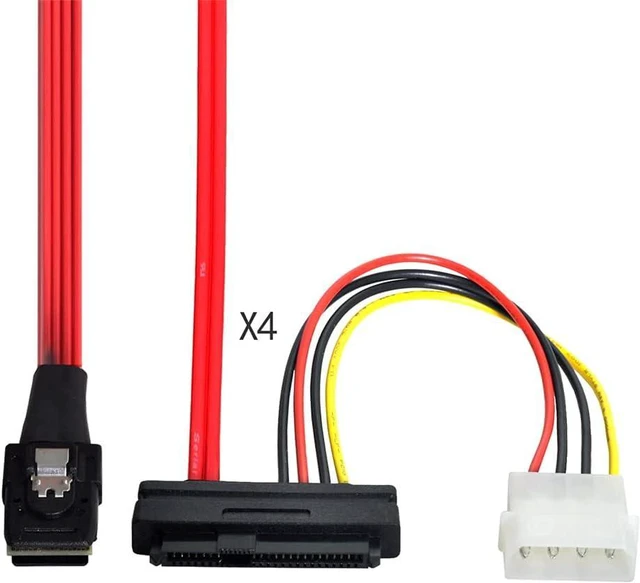 Alt view image 3 of 4 - NFHK LSI / 3Ware Molex Mini SAS SFF-8087 to SFF-8482 and Power x4 SAS Cable