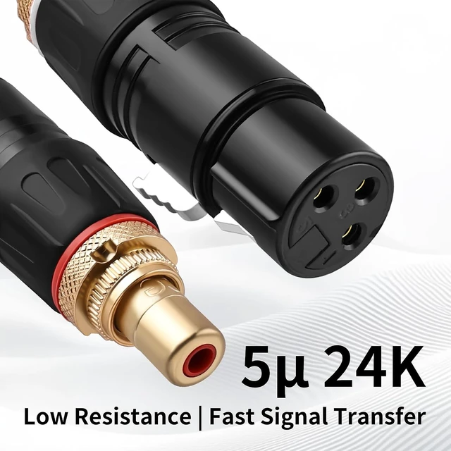 Alt view image 2 of 5 - RCA to XLR Adapter, 24K Gold Plated Connectors 2-Pack