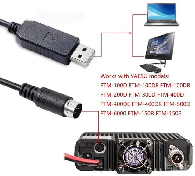 Alt view image 2 of 7 - Youtang USB to Mini Din 10 Pin Cable for Yaesu FTM Series, PC Connection Interface SCU-20/SCU-56 with PL2303GT Chipset (1.8M/6FT)