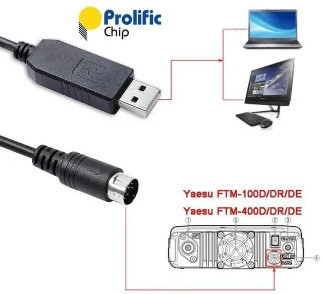 Alt view image 7 of 7 - Youtang USB to Mini Din 10 Pin Cable for Yaesu FTM Series, PC Connection Interface SCU-20/SCU-56 with PL2303GT Chipset (1.8M/6FT)