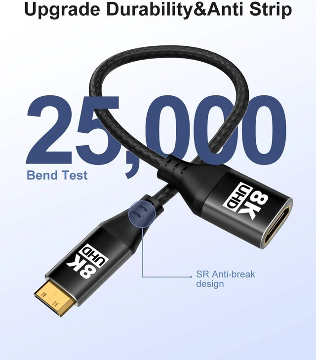 Alt view image 2 of 7 - 8K Mini HDMI to HDMI Adapter 4Pack, Male to Female Cable with 8K@60Hz, 4K@120Hz HDR 3D Dolby 48Gbps High Speed, With Projector, Tablet, Graphics Card, Camcorder, Support Bidirectional Transmission