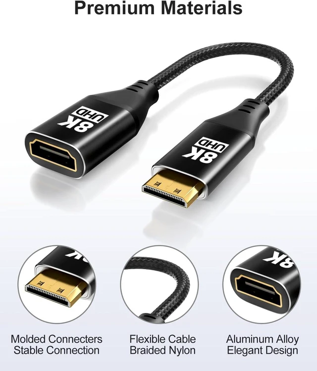 Alt view image 6 of 7 - 8K Mini HDMI to HDMI Adapter 4Pack, Male to Female Cable with 8K@60Hz, 4K@120Hz HDR 3D Dolby 48Gbps High Speed, With Projector, Tablet, Graphics Card, Camcorder, Support Bidirectional Transmission
