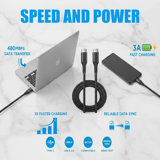 Alt view image 4 of 7 - USB Type C to C Cable Bulk 20-Pack 3.3ft Braided Fast Charging 3A Quick Charger Compatible with iPhone 17/17 Pro/16e/16/15 Pro Max, Samsung Galaxy S25 S24 S10 S9 S8 Plus, Note 10 9 8, LG V50