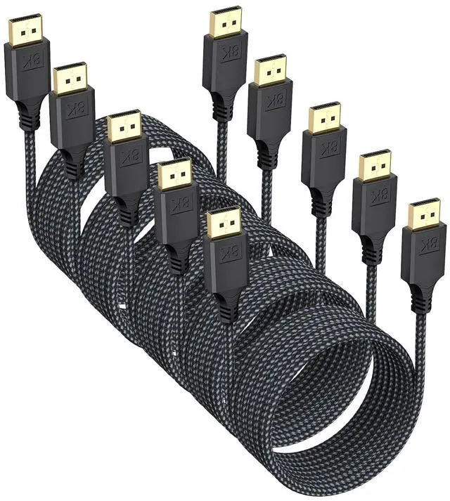 Main image of 8K Display Port Cable 10 FT 5 Pack, DP Cables DisplayPort 1.4 DP Cord 10ft (8K@60Hz, 4K@144Hz, 2K@240Hz, 32.4Gbps) Compatible for Computer Monitor PC Gaming Laptop