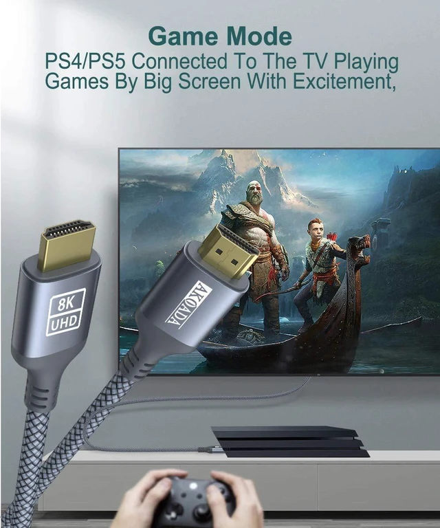 Alt view image 6 of 6 - 2 Pack 8K HDMI Cable 10ft, RayLove Ultra HD HDMI 2.1 Cable Support High Speed 48Gbps 8K@60Hz, 4K@120Hz, Dynamic HDR, eARC Compatible with Newest Apple TV,Samsung QLED TV,Xbox Series X,PS5