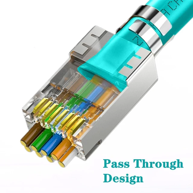 Alt view image 2 of 7 - 50-Pack Cat7 Cat6A RJ45 Pass Through Connectors Shielded (Cat7 Cat6A Ends/ RJ45 Modular Plugs) 50PCS Strain Relief Boots