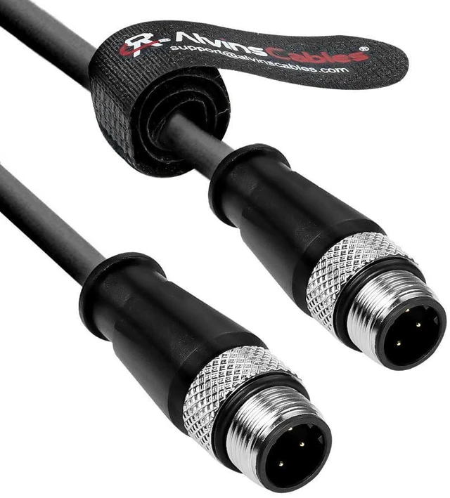 Main image of Alvin's Cables M12 D-Code 4 Pin Male to M12 D-Code 4 Pin Male Ethernet Cable for Keyence Baumer Sick Camera, High-Flex Cat6a Cable for Industrial Automation, EtherCAT/PROFINET, Robotics 16.4ft/5m