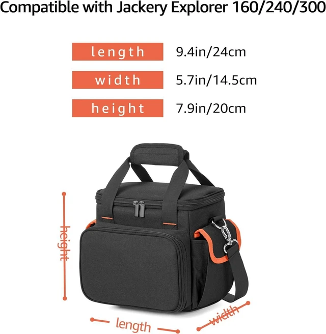 Alt view image 6 of 7 - Trunab Carrying Case Compatible with Jackery Portable Power Station Explorer 160/240/300, Storage Bag with Bottom and Front Pockets for Charging Cable and Accessories (Patented Design)