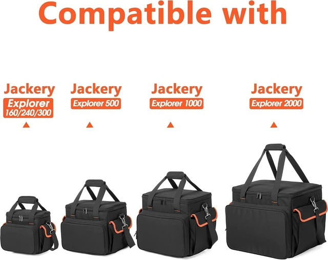 Alt view image 7 of 7 - Trunab Carrying Case Compatible with Jackery Portable Power Station Explorer 160/240/300, Storage Bag with Bottom and Front Pockets for Charging Cable and Accessories (Patented Design)