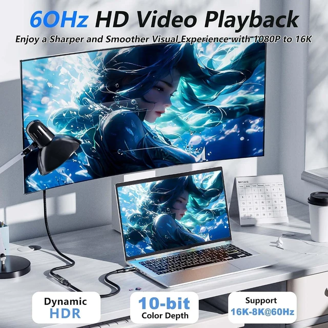 Alt view image 4 of 7 - USB c Cable Extension Long 2M/6.6FT Compatible with Thunderbolt 5 Extension Cable,USB c Extender 80gbps 240W,USB c Male to Female 16K/8K@60Hz Video for Monitor,Thunderbolt 4,USB 5/4 for Type c.