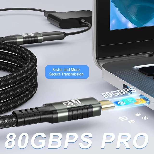 Alt view image 5 of 7 - USB c Cable Extension Long 2M/6.6FT Compatible with Thunderbolt 5 Extension Cable,USB c Extender 80gbps 240W,USB c Male to Female 16K/8K@60Hz Video for Monitor,Thunderbolt 4,USB 5/4 for Type c.