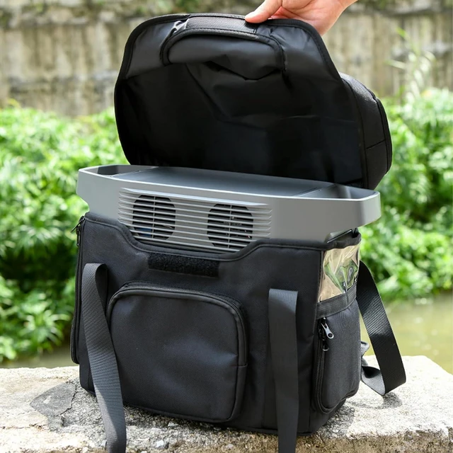Alt view image 6 of 6 - Portable Power Station Storage Bag Compatible with EcoFlow Delta 2 - with Shoulder Strap, Side Zipper and Cable Storage Pocket for Camping, RVing and Outdoor Use (Black)