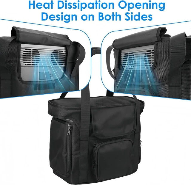 Alt view image 3 of 6 - Portable Power Station Storage Bag Compatible with EcoFlow Delta 2 - with Shoulder Strap, Side Zipper and Cable Storage Pocket for Camping, RVing and Outdoor Use (Black)