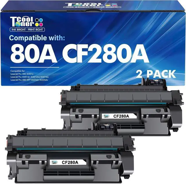 Main image of CF280A 80A Toner Cartridge Compatible for HP 80A CF280A CF280X 80X for HP Laserjet Pro 400 M401n M401dn MFP M425dn M401dne M401dw M425dw M425 M401 Printer Toner Ink(Black, 2-Pack)