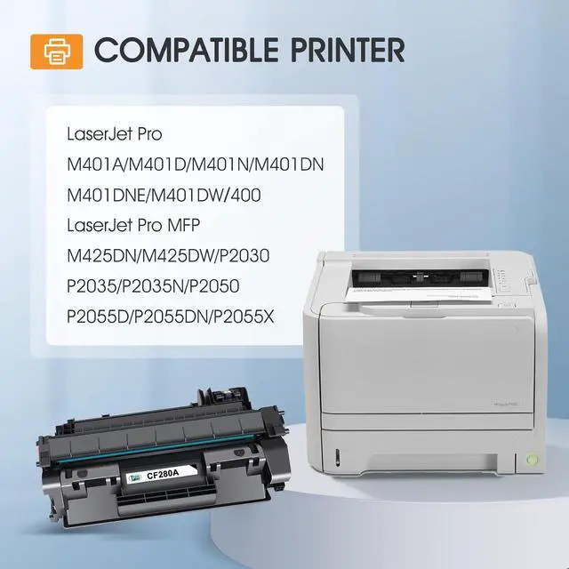 Alt view image 2 of 7 - 80A CF280A Toner Cartridge Black M401n Compatible for HP 80X CF280A CF280X